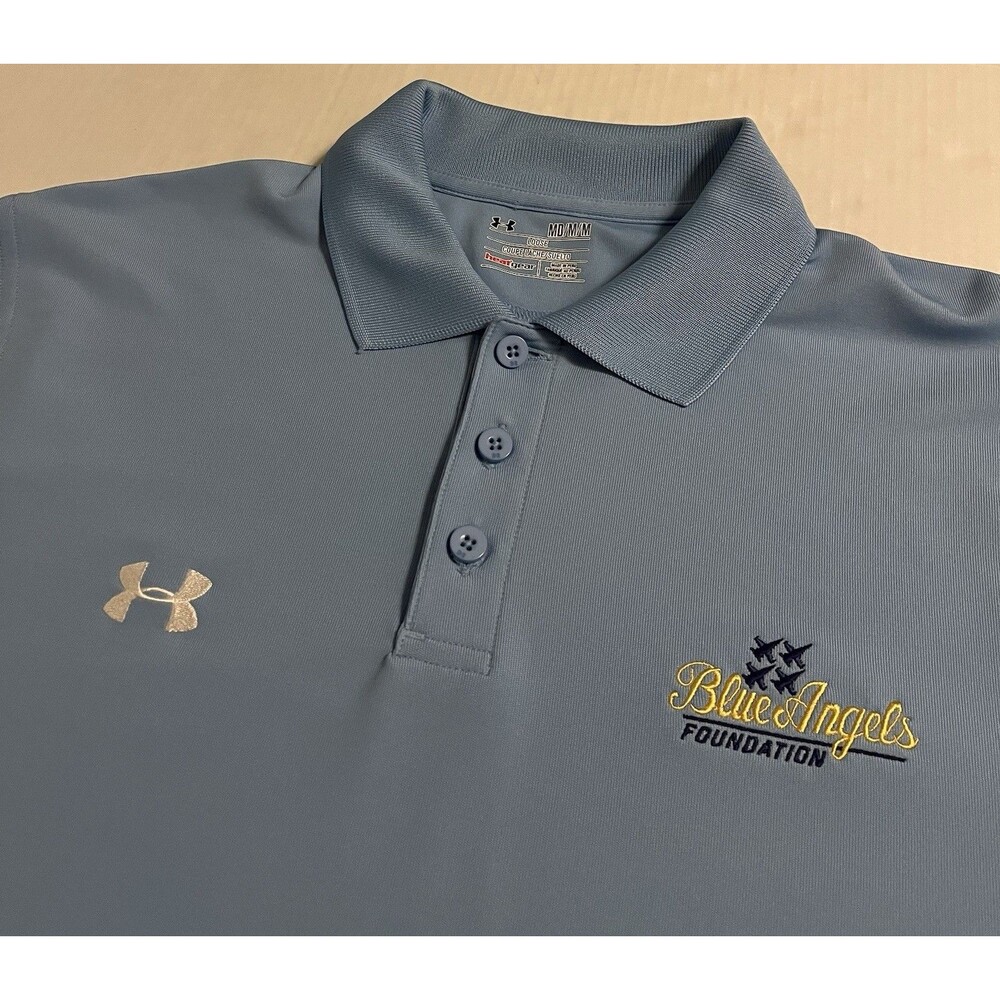 NEW Under Armour Blue Angels Foundation Polo Shirt MEDIUM Navy Jet Military USA